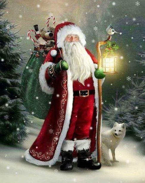 Papá Noel y Zorro Blanco en el Bosque Pintar por Números