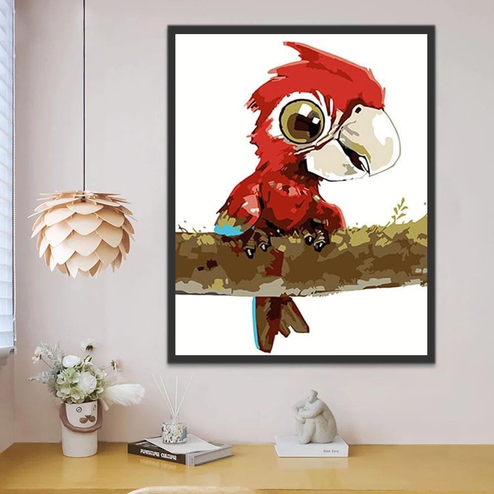 Papagayo Rojo Pequeño Lindo Pintar por Números