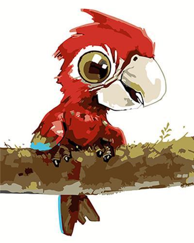 Papagayo Rojo Pequeño Lindo Pintar por Números