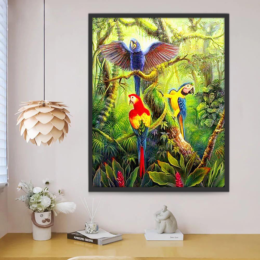 Papagayos en Bosque Pintar por Números