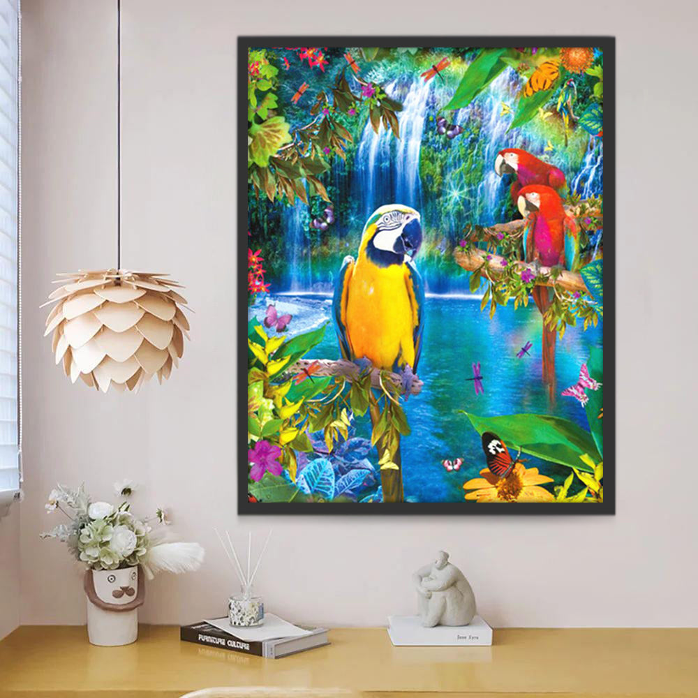 Papagayos y Cascada Pintar por Números