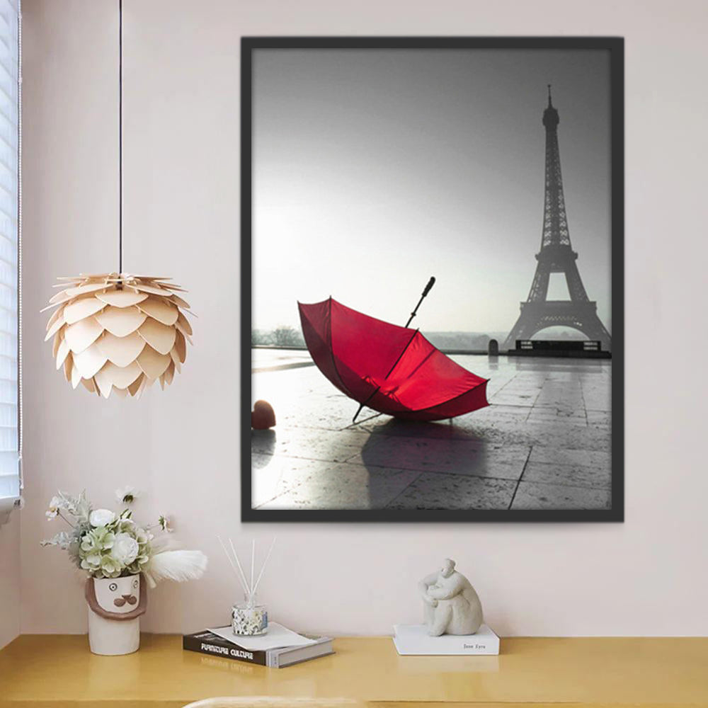 Paraguas y Torre Eiffel en la Niebla Pintar por Números