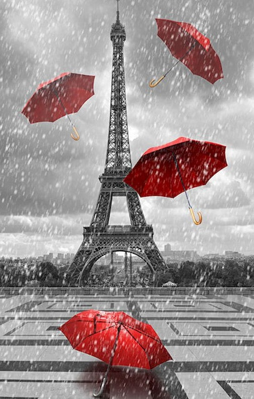 Paraguas y Torre Eiffel en Lluvia Pintar por Números