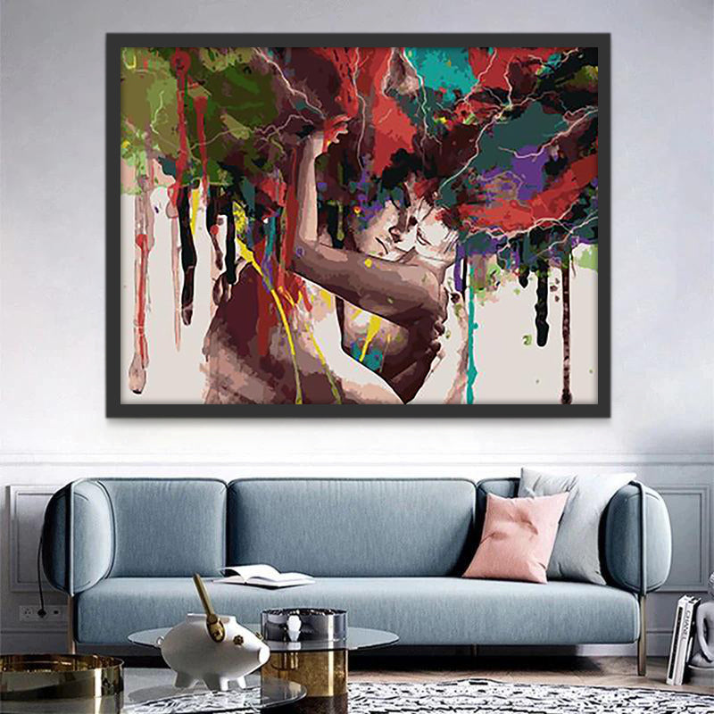 Pareja Abrazándose en Estilo Abstracto Pintar por Números