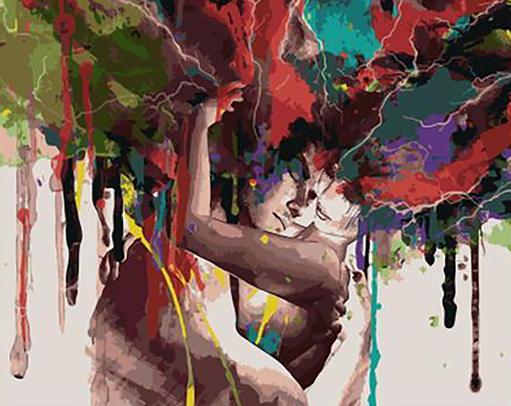 Pareja Abrazándose en Estilo Abstracto Pintar por Números