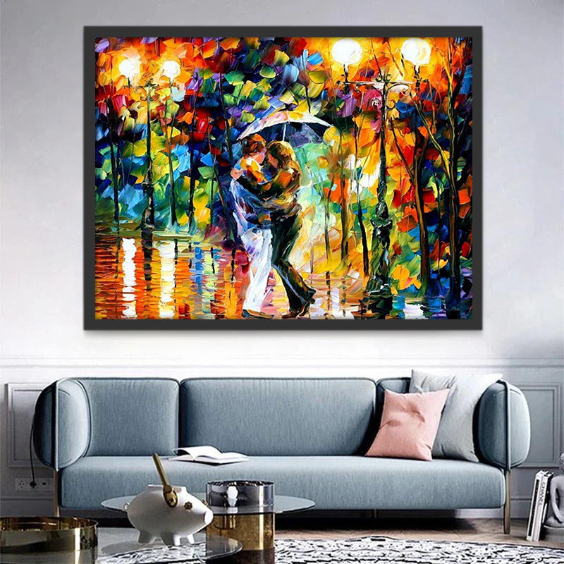 Pareja Bailando en la Calle Iluminada Pintar por Números