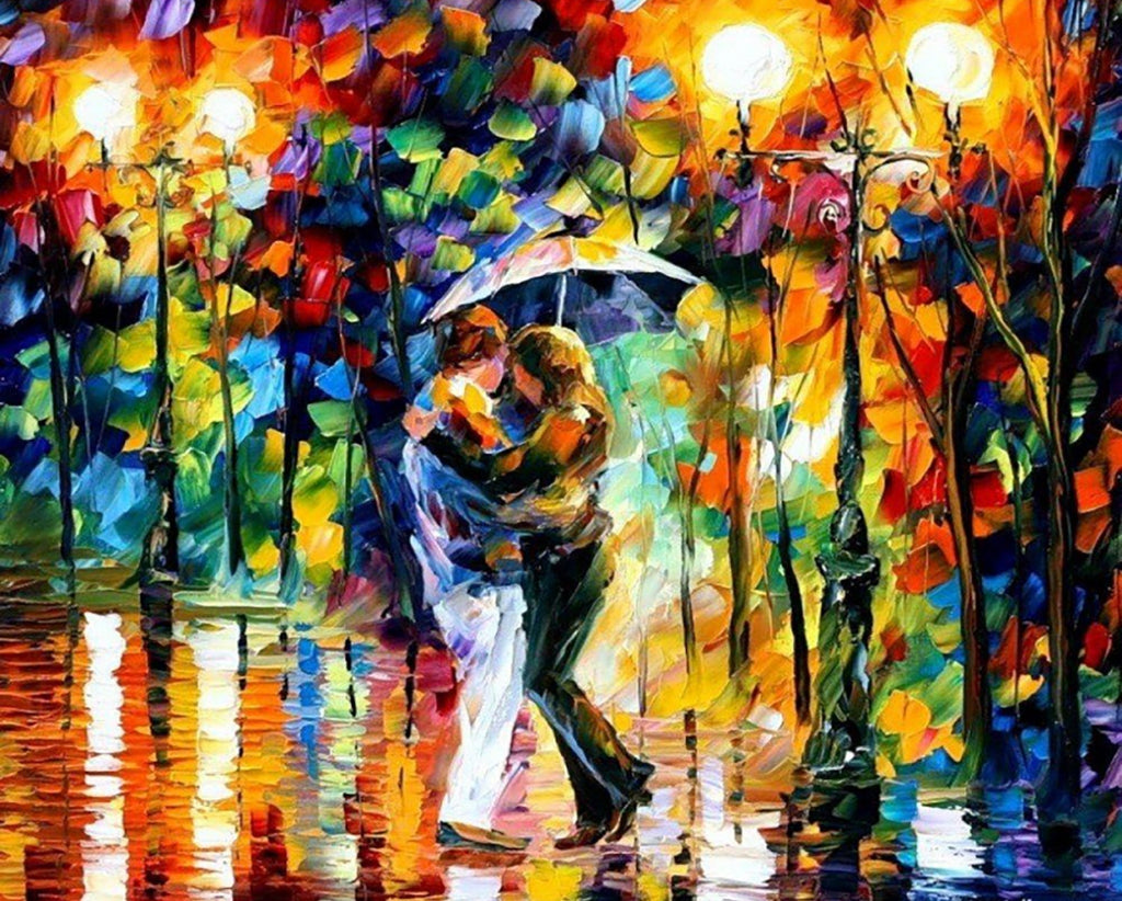 Pareja Bailando en la Calle Iluminada Pintar por Números