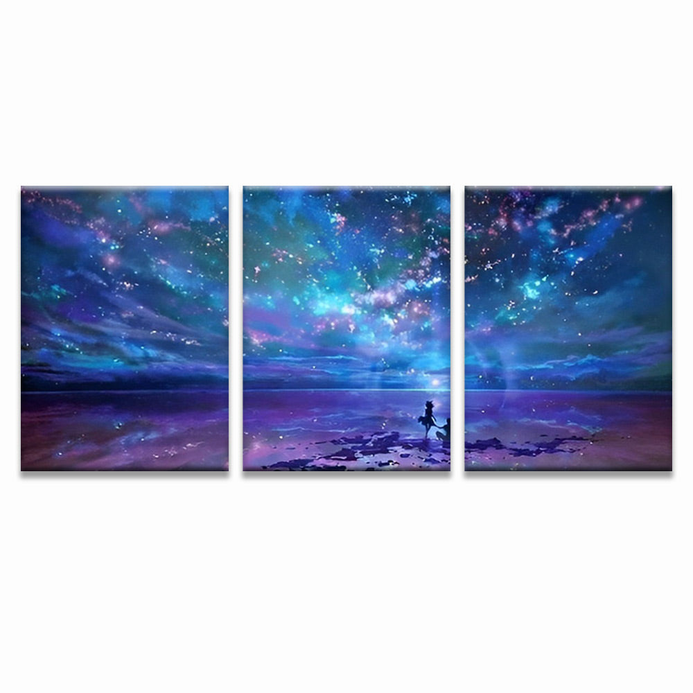 Pareja Bajo Cielo Estrellado 3 Partes Pintar por Números