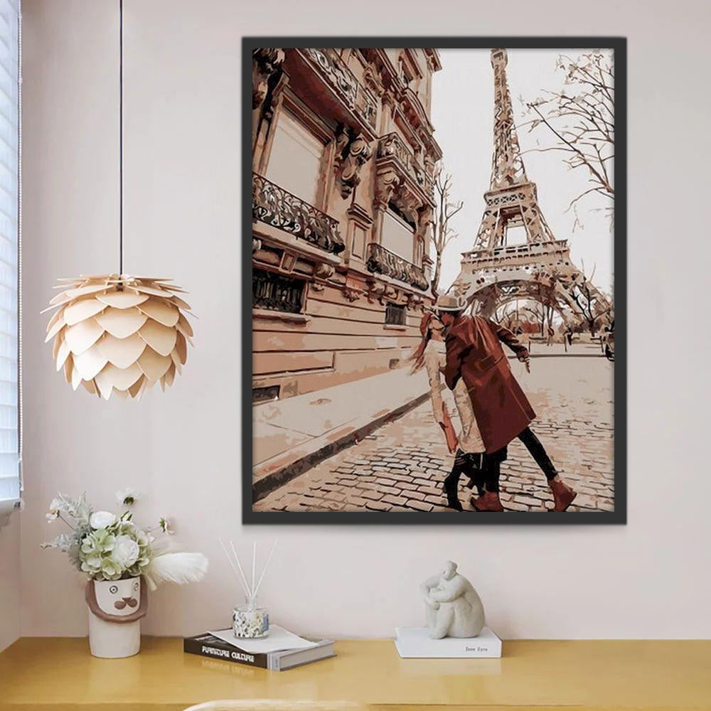 Pareja con Torre Eiffel al Fondo Pintar por Números