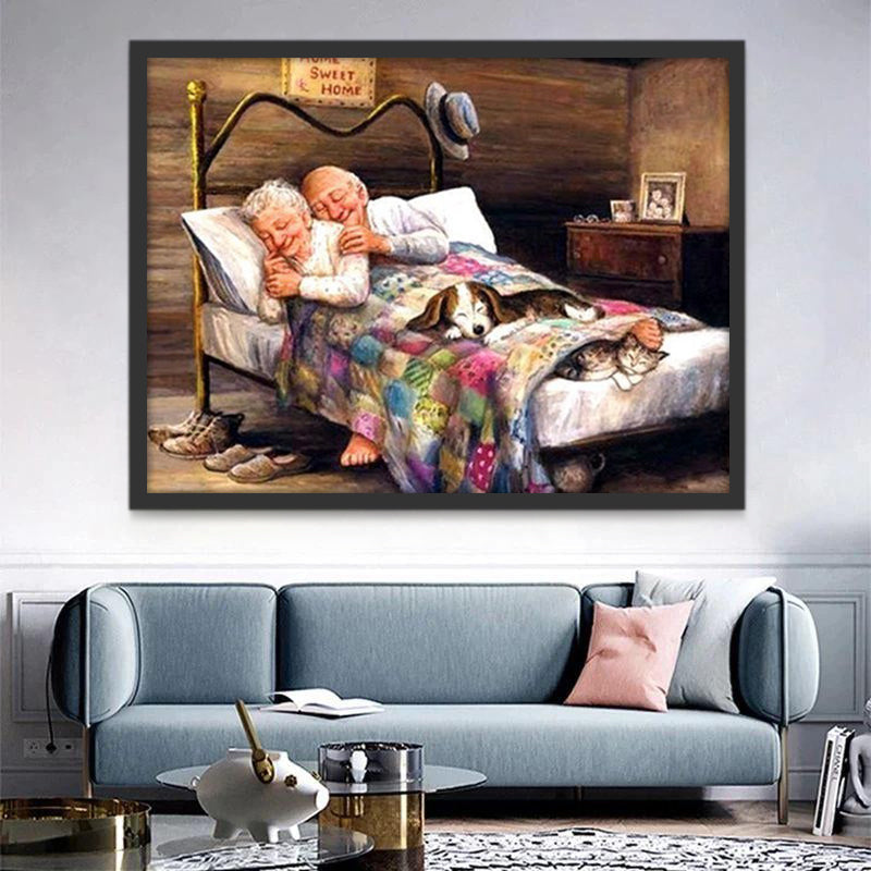 Pareja de Ancianos Durmiendo Pintar por Números