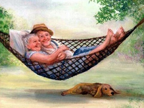 Pareja de Ancianos en la Hamaca Pintar por Números