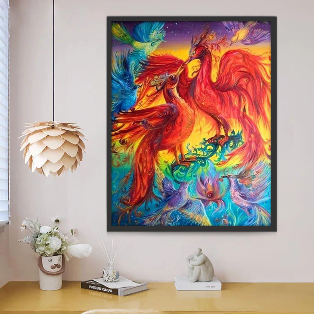 Pareja de Ave Fénix Roja Pintar por Números