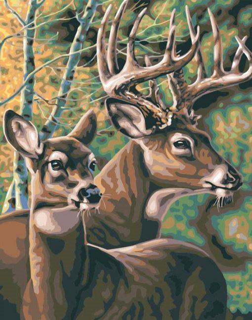 Pareja de Ciervos en el Bosque Pintar por Números