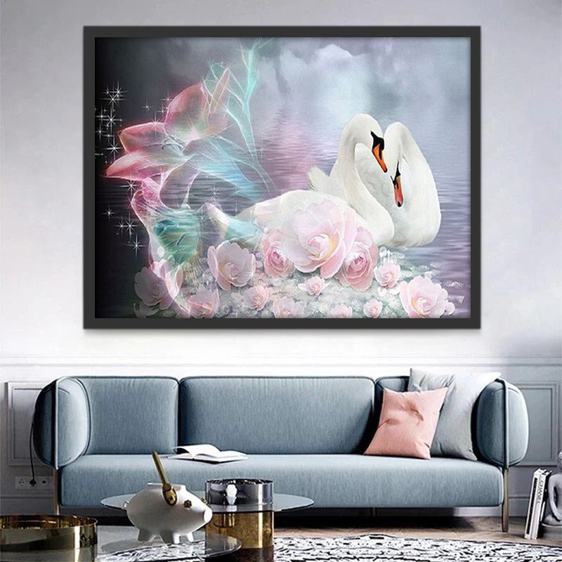 Pareja de Cisnes Románticos Pintar por Números