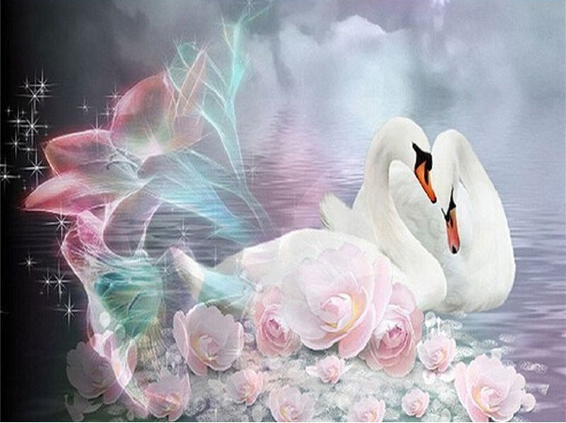 Pareja de Cisnes Románticos Pintar por Números
