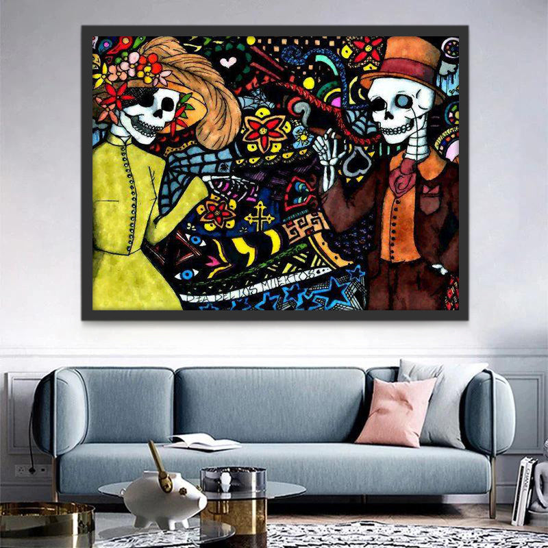 Pareja de Esqueletos Pintar por Números