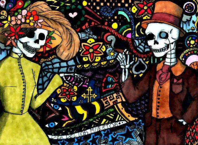 Pareja de Esqueletos Pintar por Números