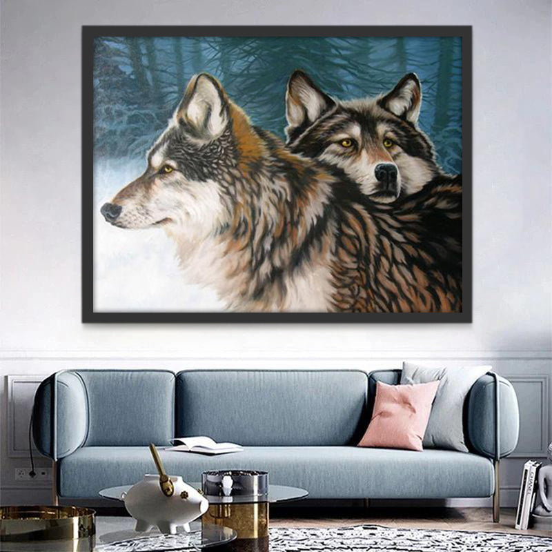Pareja de Lobos en Bosque Pintar por Números