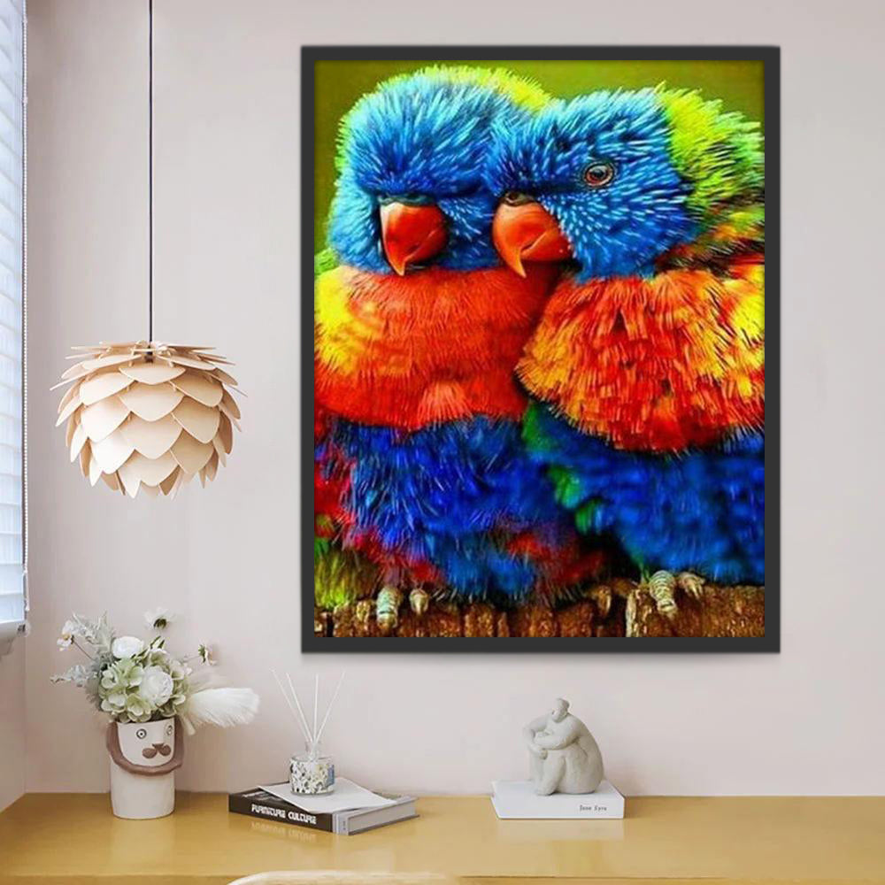Pareja de Papagayos Coloridos Pintar por Números