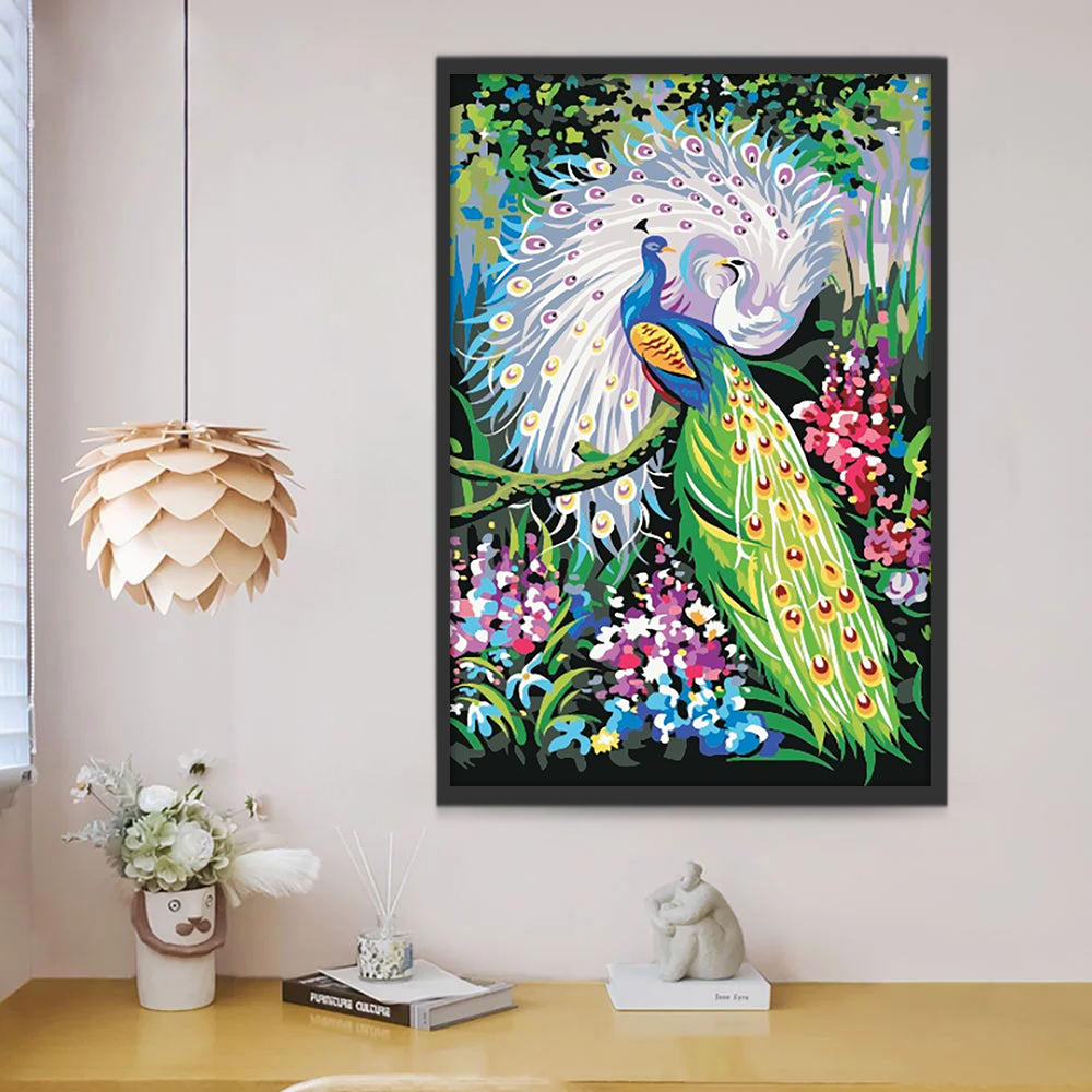 Pareja de Pavos Reales Pintar por Números