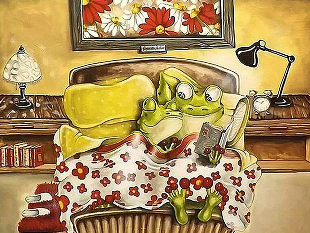 Pareja de Ranas en la Cama Pintar por Números