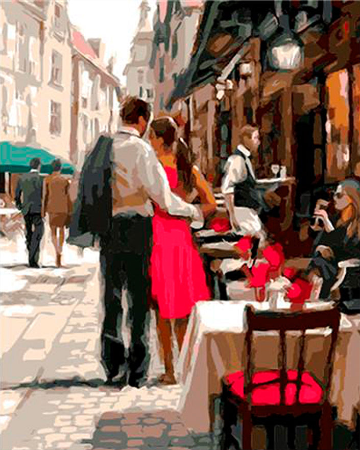 Pareja en la Calle en el Día Soleado Pintar por Números