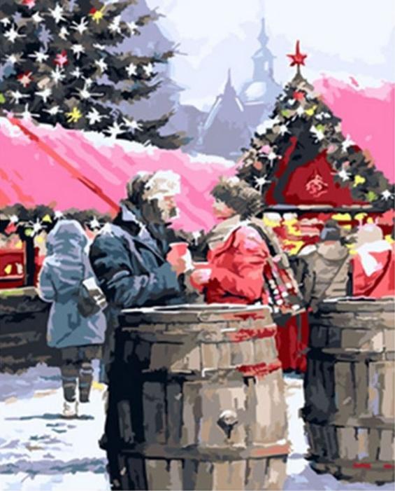 Pareja en la Calle en Navidad Pintar por Números