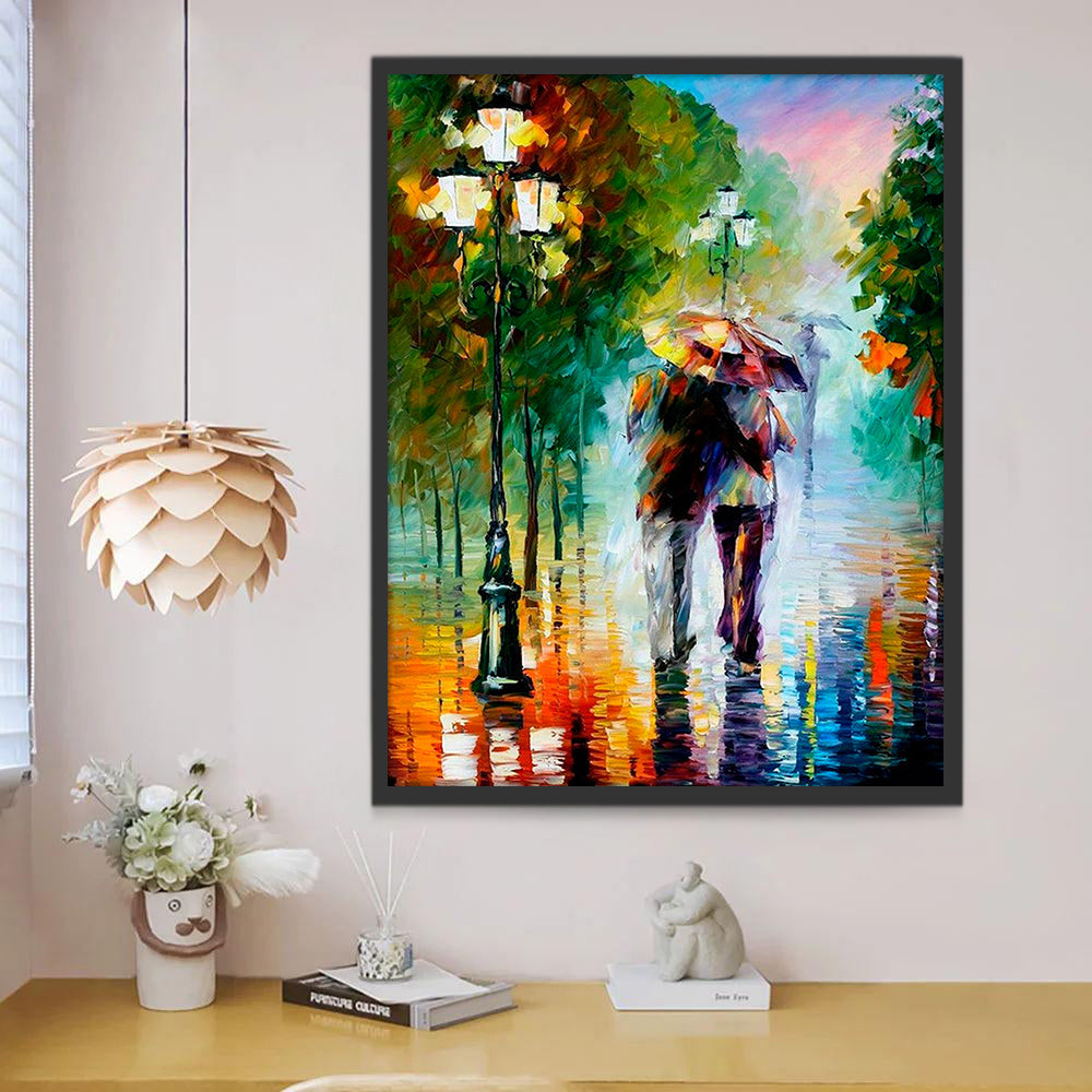 Pareja en la Noche Lluviosa Pintar por Números