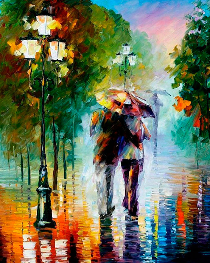 Pareja en la Noche Lluviosa Pintar por Números