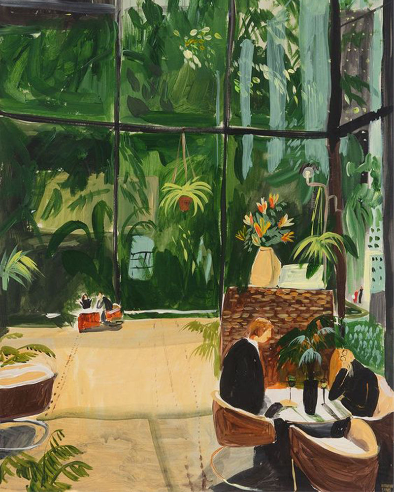 Pareja en Restaurante con Plantas Pintar por Números