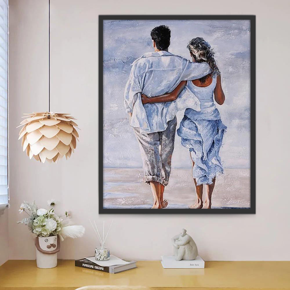 Pareja Paseando en la Playa Pintar por Números