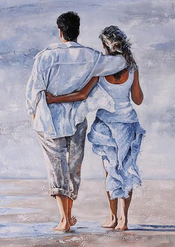Pareja Paseando en la Playa Pintar por Números