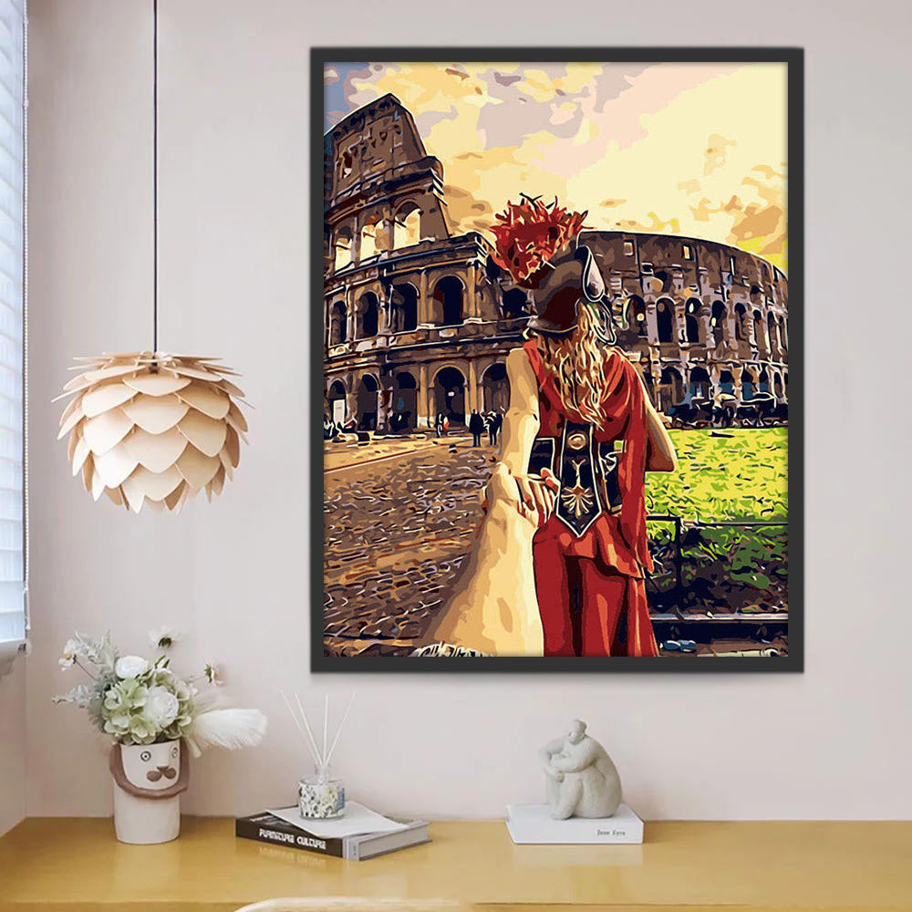 Pareja y Coliseo Romano en Roma Pintar por Números