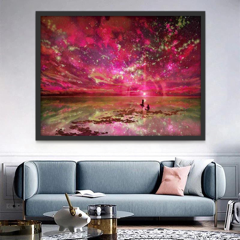 Pareja y Galaxia Rosada Pintar por Números