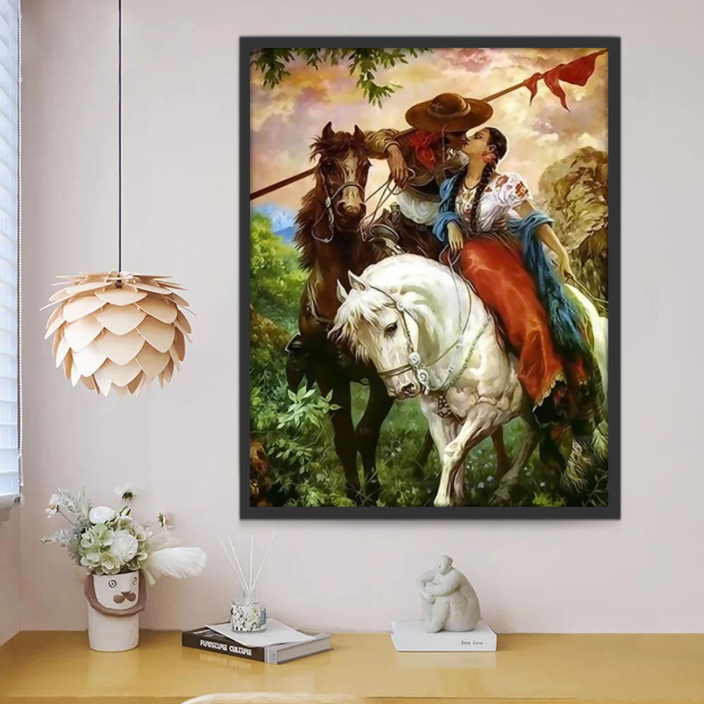Parejas sobre Caballos Pintar por Números