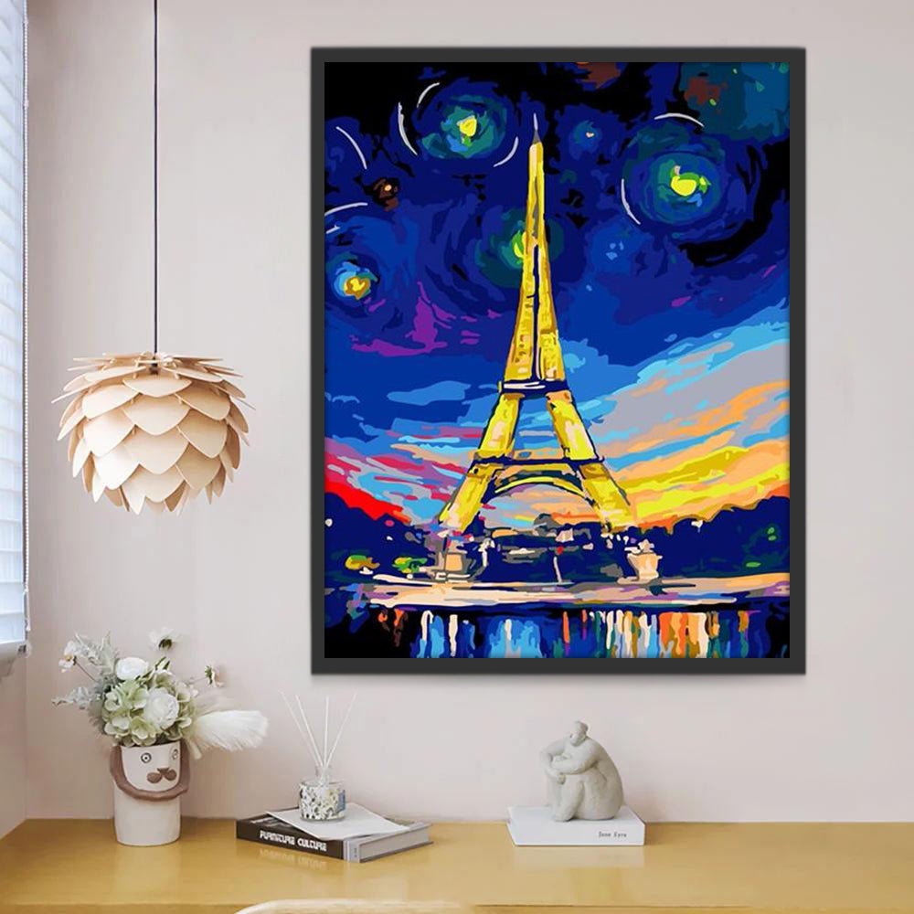 París con Torre Eiffel en la Noche Pintar por Números
