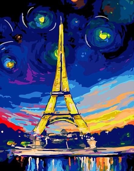 París con Torre Eiffel en la Noche Pintar por Números