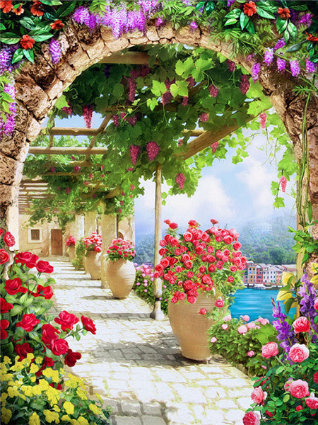 Paseo con Flores al Lado de Mar Pintar por Números