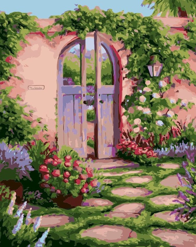 Patio con Flores en la Primavera Pintar por Números