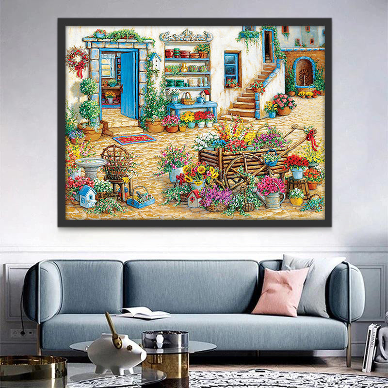 Patio con Macetas de Flores Pintar por Números