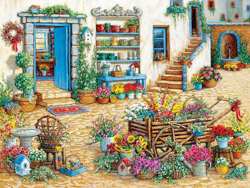 Patio con Macetas de Flores Pintar por Números