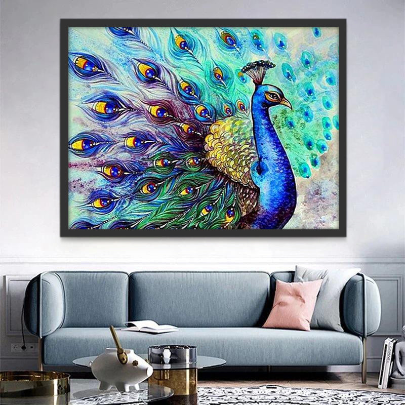 Pavo Real con Cola Abierta Pintar por Números