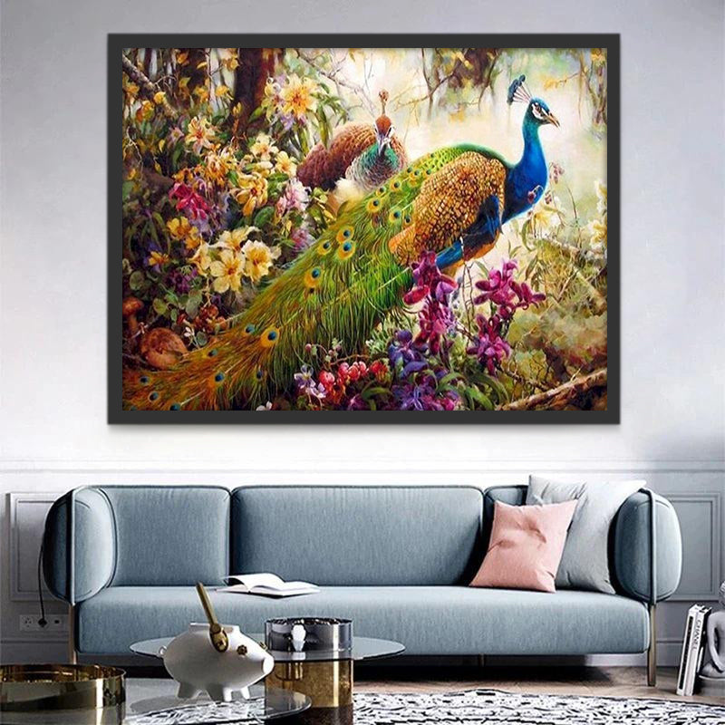 Pavos Reales en Las Flores Pintar por Números