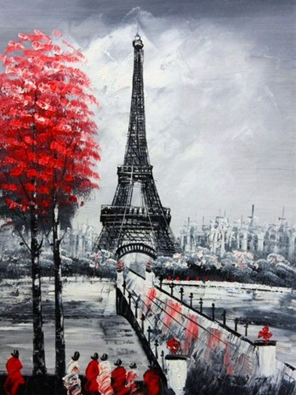 Peatón Mirando Torre Eiffel Pintar por Números