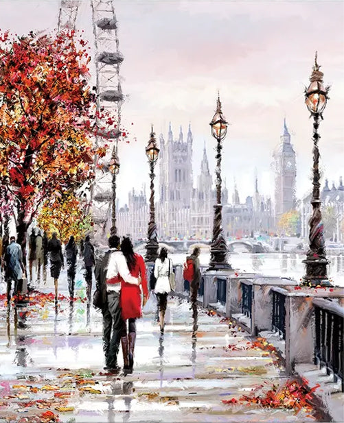 Peatón y Noria en la Calle de Londres Pintar por Números