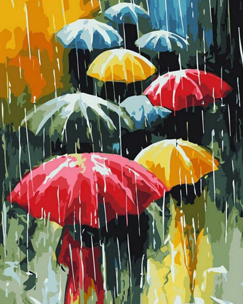 Peatón y Paraguas en la Lluvia Pintar por Números