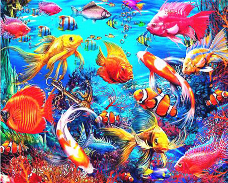 Peces de Razas Diferentes en Mar Pintar por Números