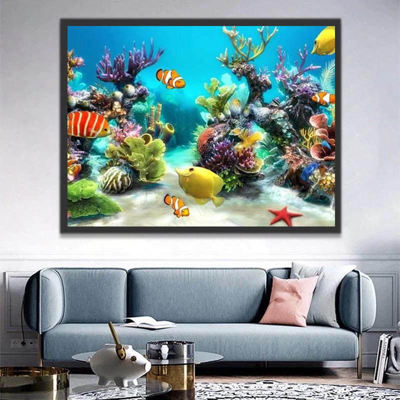 Peces en Arrecife de Corales en el Fondo Marino Pintar por Números
