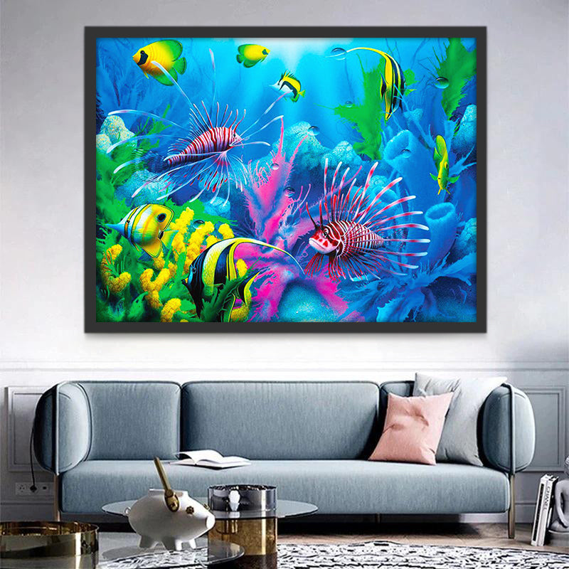 Peces Leones en Fondo Marino Pintar por Números