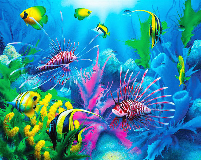 Peces Leones en Fondo Marino Pintar por Números